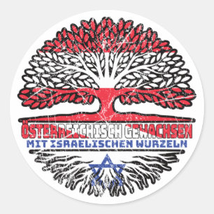 Israel Israelisch Österreichisch Österreich Baum Runder Aufkleber
