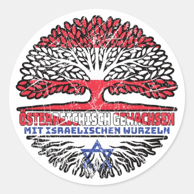 Israel Israelisch Österreichisch Österreich Baum Runder Aufkleber (Vorderseite)