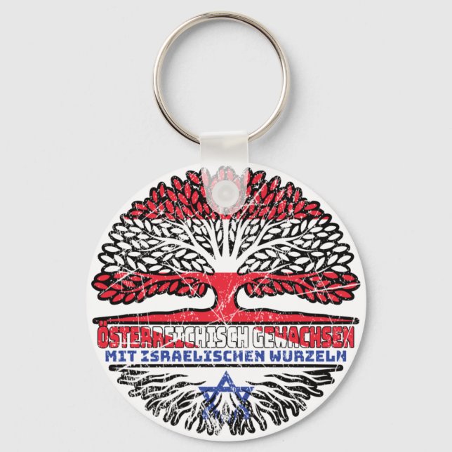 Israel Israelisch Österreichisch Österreich Baum Schlüsselanhänger (Vorderseite)
