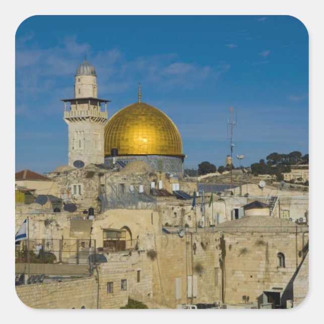 Israel, Jerusalem, Kuppel des Felsens Quadratischer Aufkleber (Vorderseite)