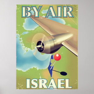 Israël par avion affiche de voyage vintage