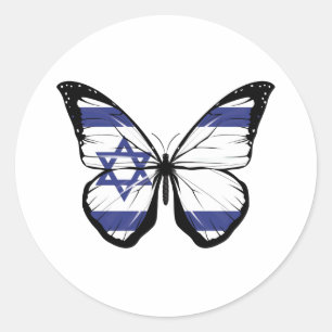 Israel-Schmetterlingsflagge Runder Aufkleber