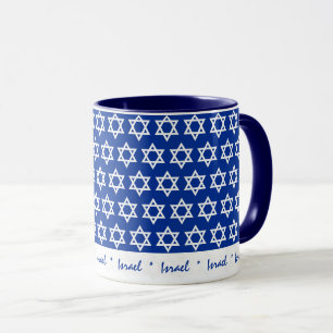 Israël, tasse à drapeau israélien, étoile blanche 