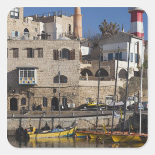 Israel, Tel Aviv, Jaffa, Jaffa, Alter Hafen Quadratischer Aufkleber