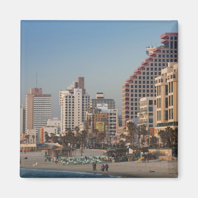 Israel, Tel Aviv, Strand, Hotels, Abenddämmerung Magnet (Vorne)
