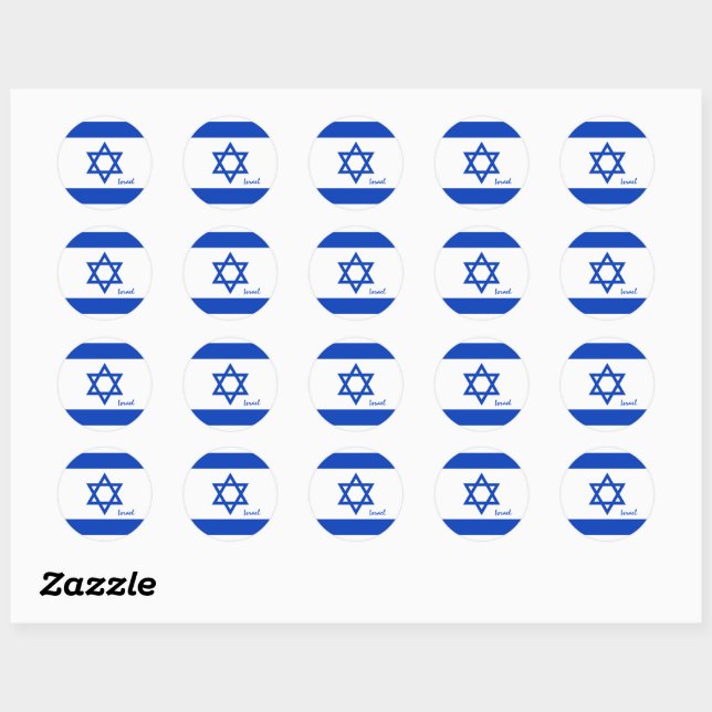 Israel und israelische Flaggen Patrioten, Urlaub / Runder Aufkleber (Blatt)