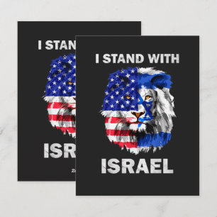 Israel und USA-Flagge Löwe _ Ich stehe hinter Isra Feiertagskarte