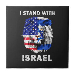 Israel und USA-Flagge Löwe _ Ich stehe hinter Isra Fliese