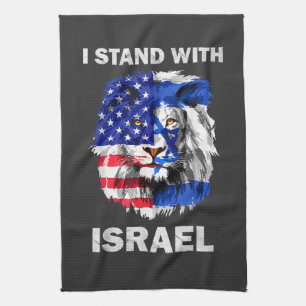 Israel und USA-Flagge Löwe _ Ich stehe hinter Isra Geschirrtuch