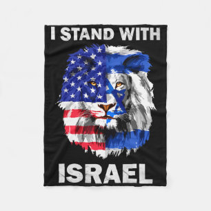 Israel und USA-Flagge Löwe Ich stehe hinter Israel Fleecedecke