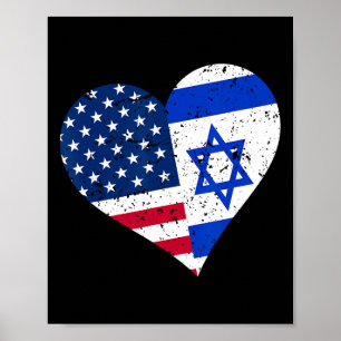 Israel USA Herz-Shirt Distressed israelisch amerik Poster