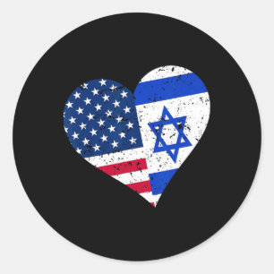 Israel USA Herz-Shirt Distressed israelisch amerik Runder Aufkleber