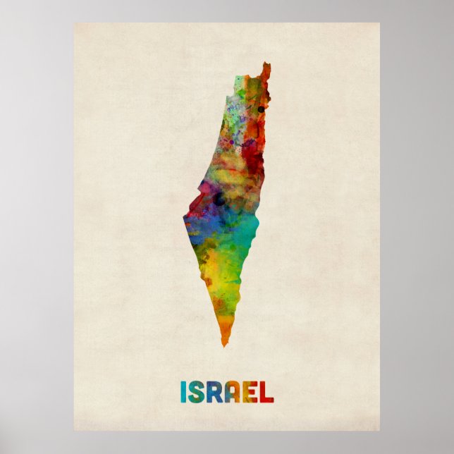 Israel Wasserfarbenkarte Poster (Vorne)