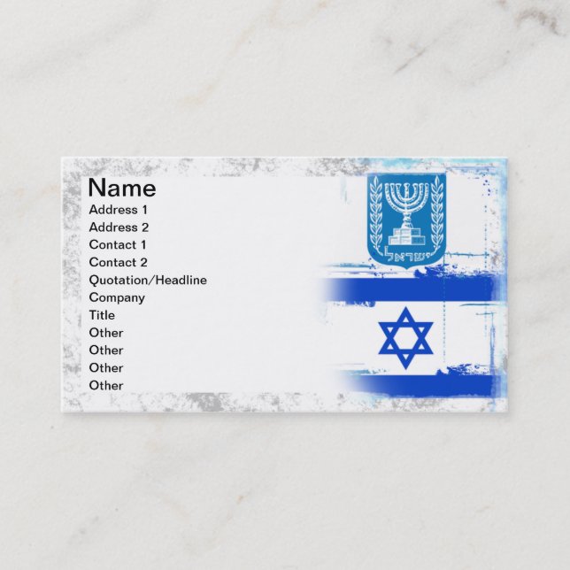 Israelflagge und -Siegel Visitenkarte (Vorderseite)