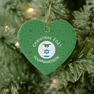 Israeli Flag Weihnachtsengel Name Jahr Herz Keramik Ornament