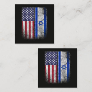 Israelisch-Amerikanische Flagge Israel USA Wurzeln Quadratische Visitenkarte
