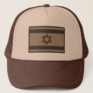 Israelische Flagge auf der Wüstenlandschaft Camouf Truckerkappe