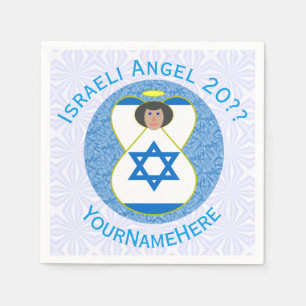Israelische Flagge Engel Blau Weiß Personalisiert Serviette