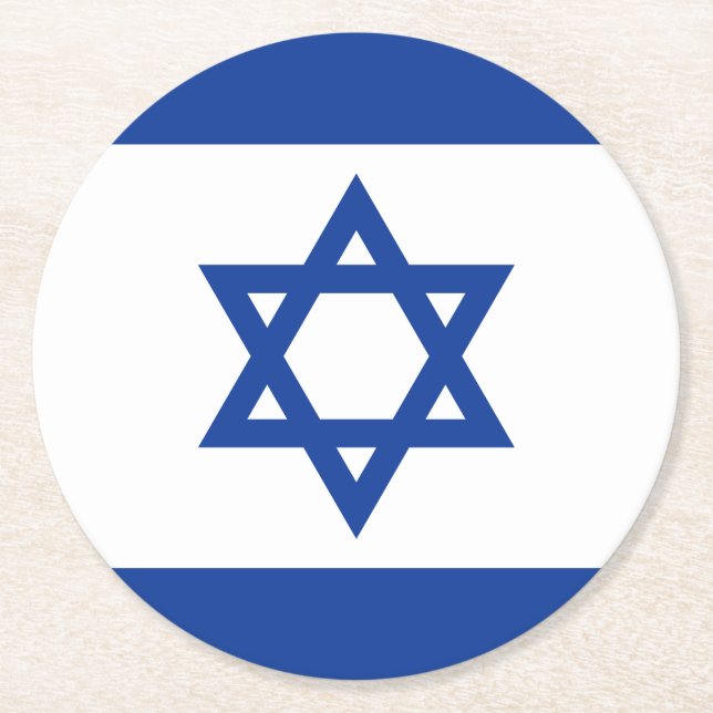 israelische Flagge für Zeitungsgetränke Runder Pappuntersetzer (Vorderseite)