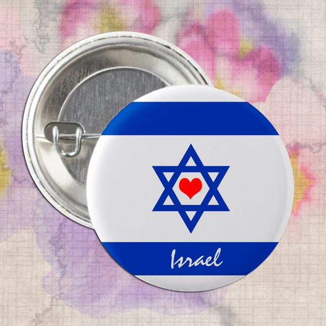 Israelische Flagge & Herz - Israel - Reise-/Sportf Button (Von Creator hochgeladen)