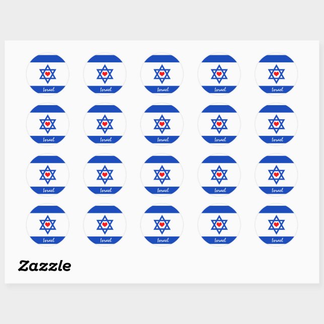 Israelische Flagge & Herz - Israel - Reise-/Sportf Runder Aufkleber (Blatt)