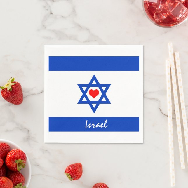 Israelische Flagge & Herz - Israel - Reise-/Sportf Serviette (Beispiel)