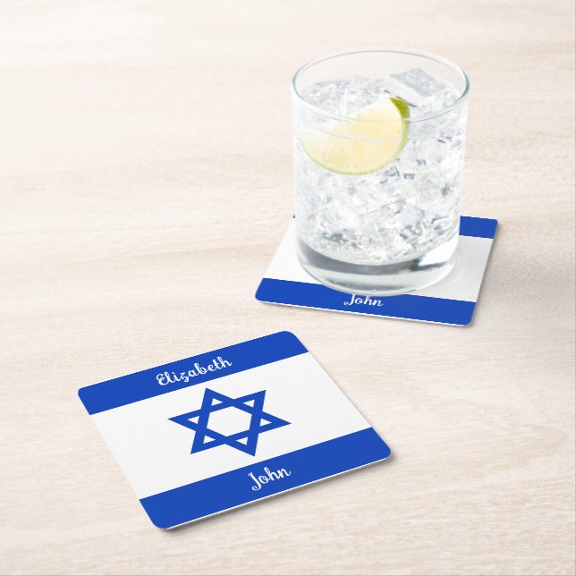 israelische Flagge Personalisiert Rechteckiger Pappuntersetzer (Vor Ort)