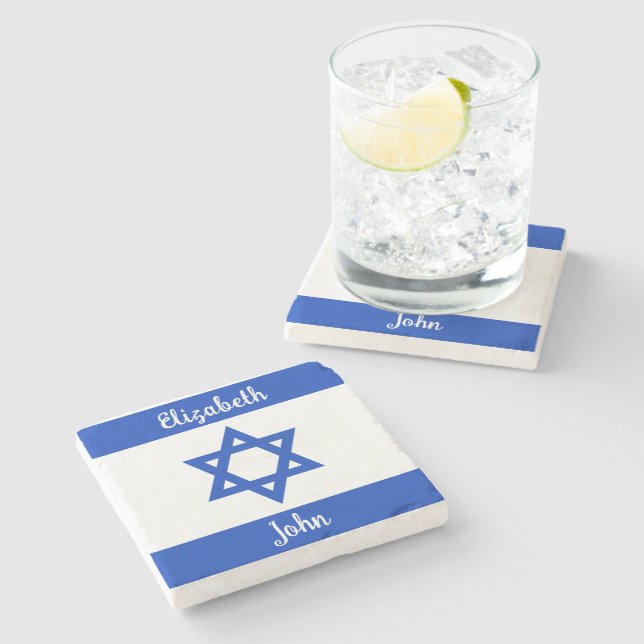 israelische Flagge Personalisiert Steinuntersetzer (Seitenansicht)