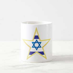 Israelische Flagge Stern Davids Gold besetzt Kaffeetasse