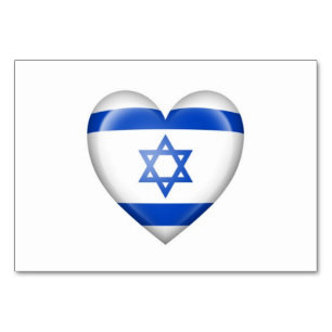 Israelische Herzenflagge auf Weiß Tischnummer