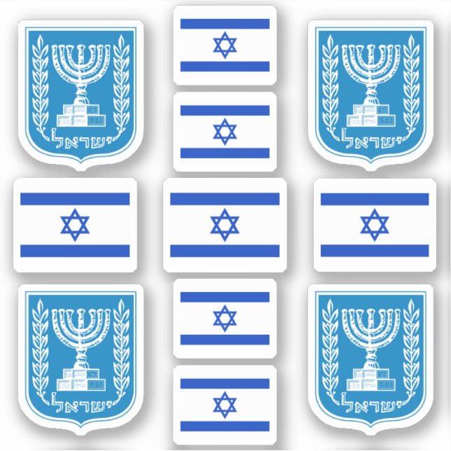 israelische Staatssymbole/Embleme und Flagge Aufkleber (Vorderseite)