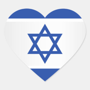 Israelischer Flaggen-Davidsstern Blau auf Weiß Herz-Aufkleber