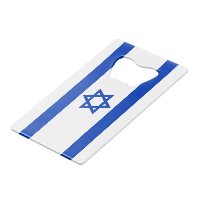 Israels Flagge patriotische Moderne Geldbeutel Flaschenöffner (Vorderseite Schrägansicht)