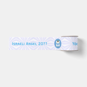 Israels Flaggenengel auf Weiß und Blau Personalisi Ripsband
