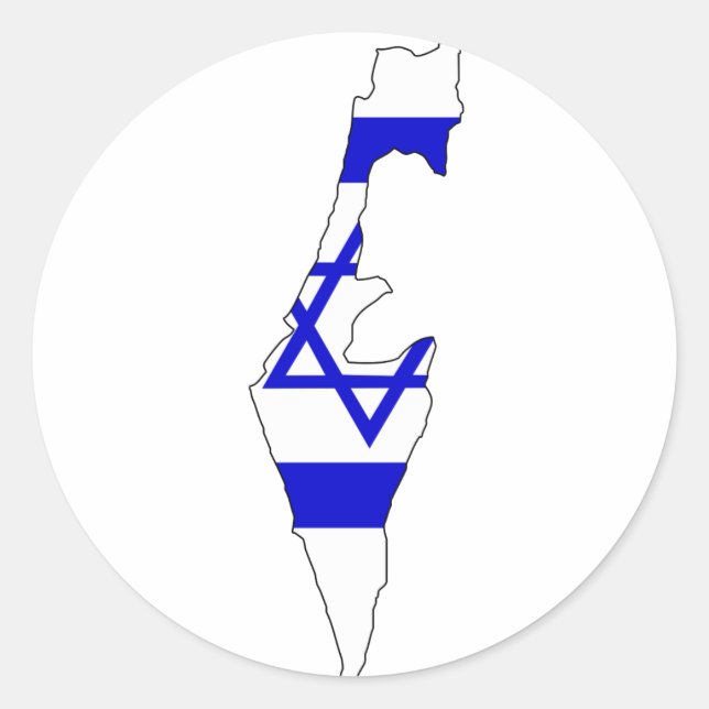 Israels Flaggenkarte Runder Aufkleber (Vorderseite)