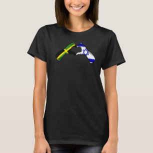 Isreal Jamaica Flag Isreali Jamaican Heart Premium T-Shirt