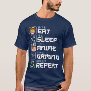 Iss Anime Spielen Wiederholen Otaku Anime Manga fa T-Shirt