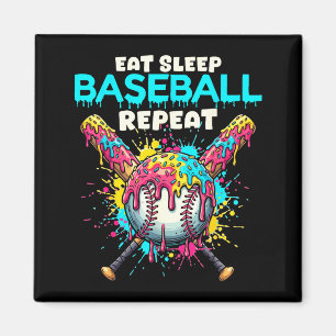 Iss Baseball Schlafen Essen Wiederholen Lustiger E Magnet