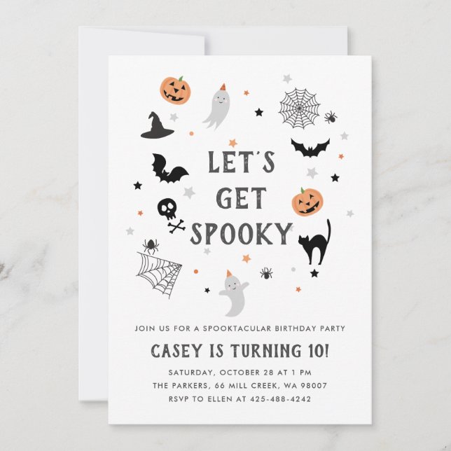 Iss beängstigenden Geburtstag Halloween weiß Einladung (Vorderseite)