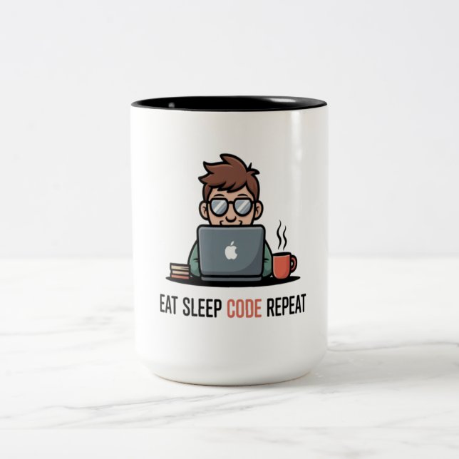 Iss Code Wiederholen Lustige Tasse für Programmier (Mittel)