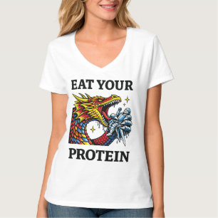 Iss Dein Protein – Epischer Drache essender Ritter T-Shirt