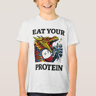 Iss Dein Protein – Epischer Drache essender Ritter Tri-Blend Shirt