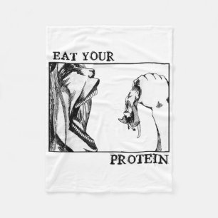 Iss dein Protein Funny Gymer Fleecedecke