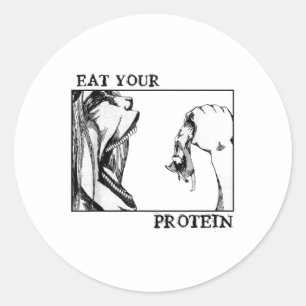 Iss dein Protein Funny Gymer Runder Aufkleber