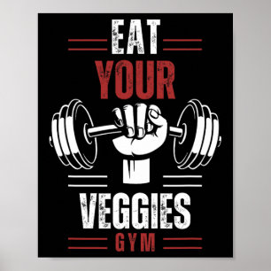Iss deine Gemüse Vegan Fitness Gym Workout Essen V Poster