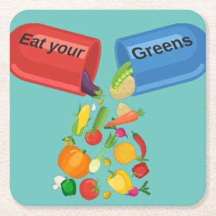 Iss deine Grüntöne Veggie Pill Nutrition Gesunde E Rechteckiger Pappuntersetzer