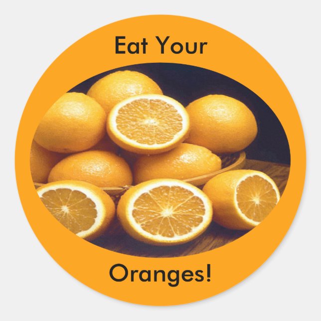 Iss deine Orangen Runder Aufkleber (Vorderseite)