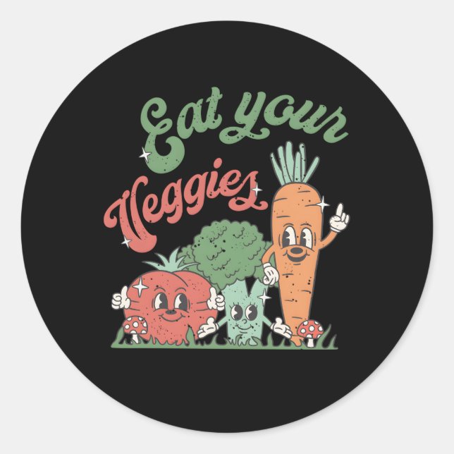Iss deine Veggies Bauern Markt Vegan Vegetarier V Runder Aufkleber (Vorderseite)
