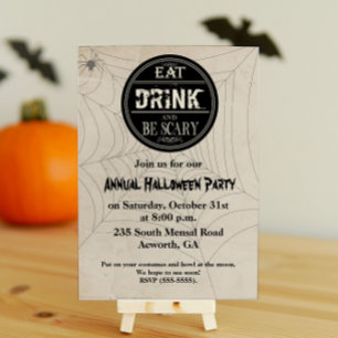 Iss dich satt, trinke und sei gruselig Halloween-P Einladung