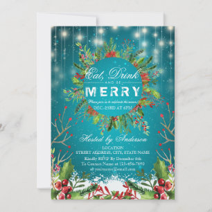 Iss Drink & Be Frohe Weihnachten Party Einladung